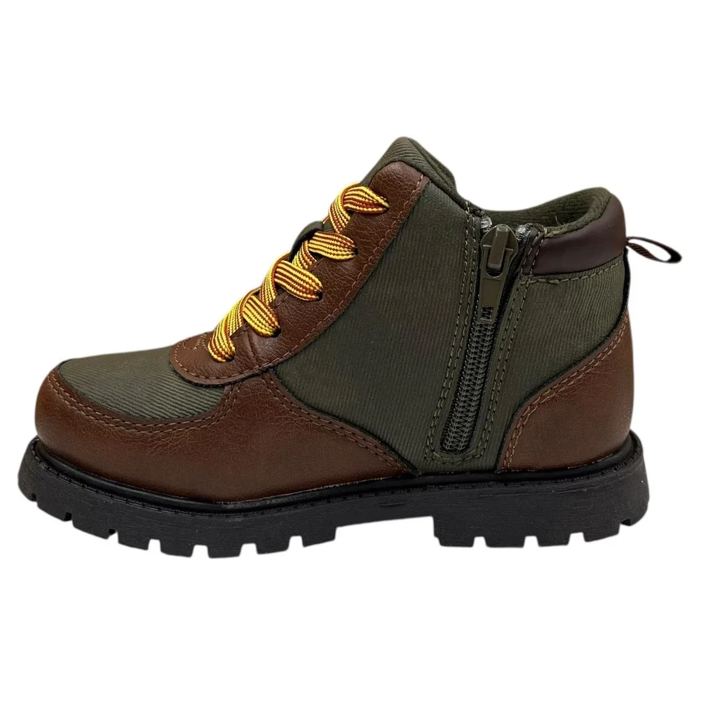 Carter's Toddler Boys Boston Fashion Ankle Boot Size 9 Brown-Olive Slip-on Style
